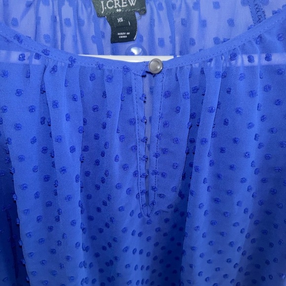 J.Crew XS Blue Swiss Dot Sheer Blouse Long Sleeve Lightweight Top - Picture 3 of 4